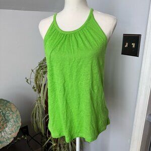 Halston Linen Tank Top Thin Straps Lime Green size Small Beachy coastal summer